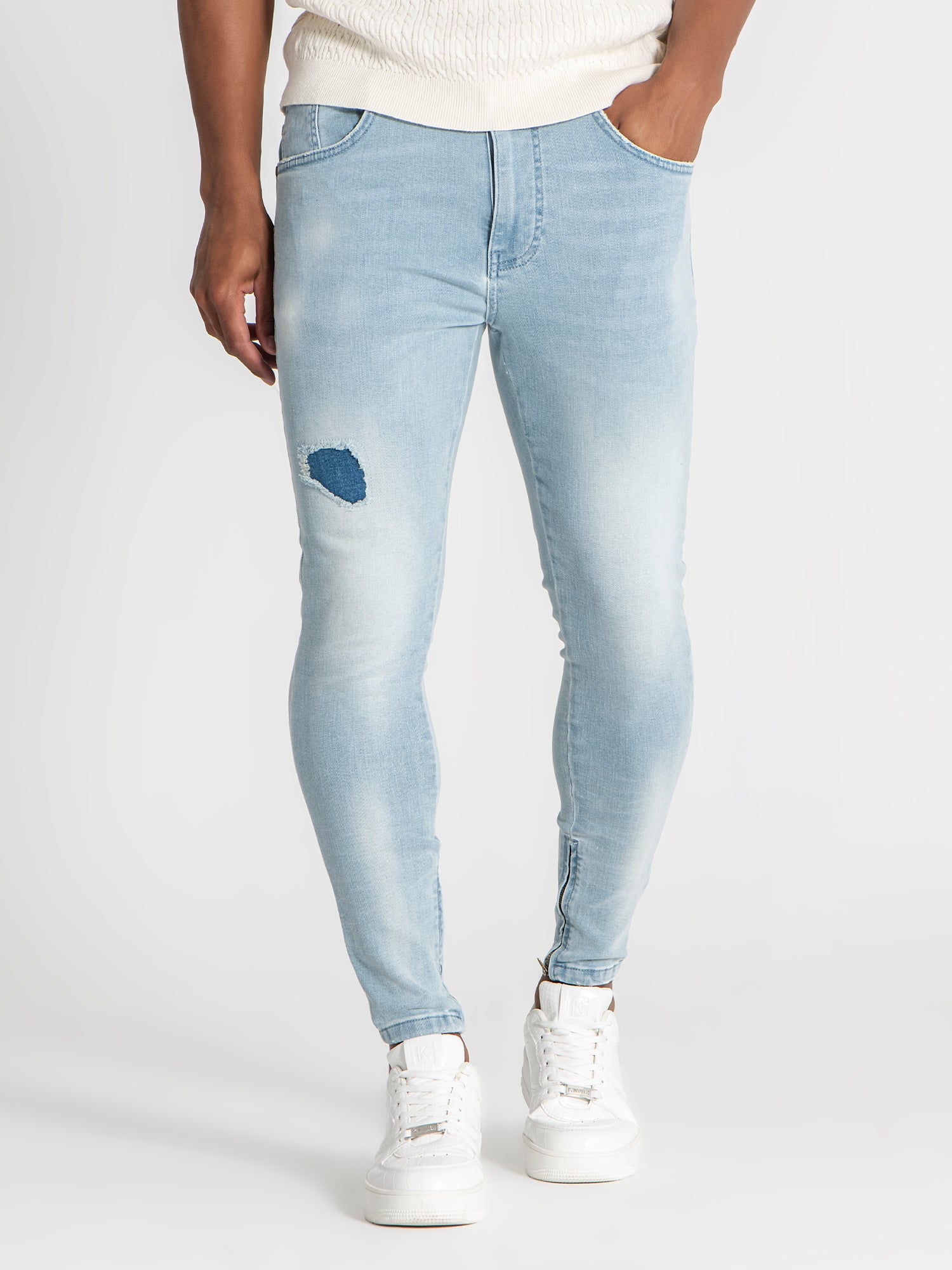Light Blue Zipper Jeans
