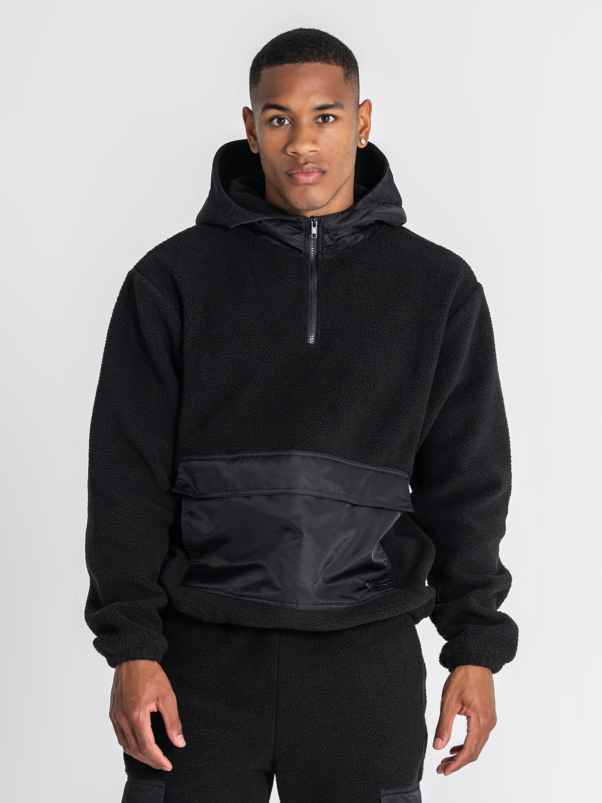 hoodies / Black Cargo Sherpa Hoodie