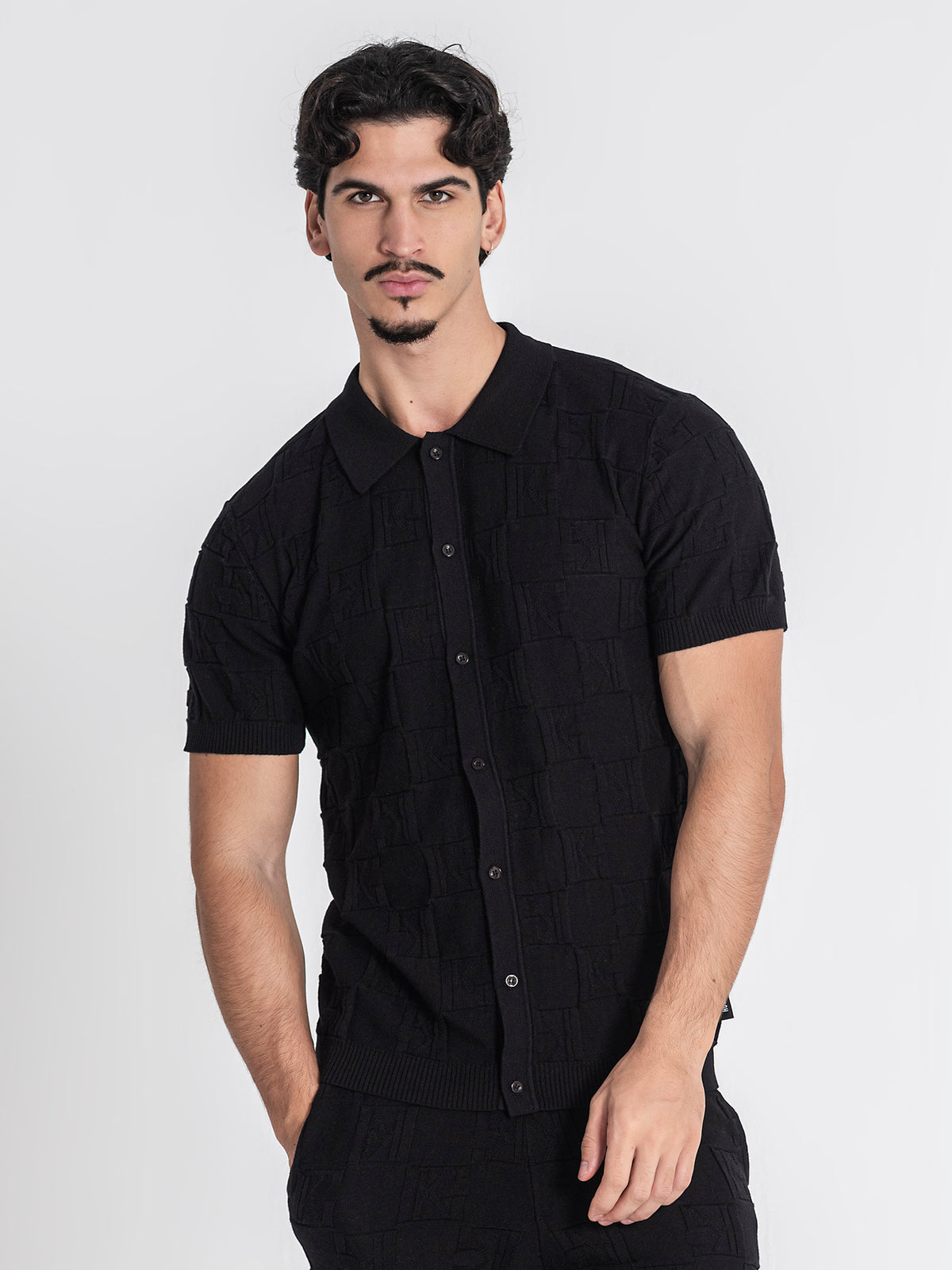 shirts / Black Clone Knit Shirt