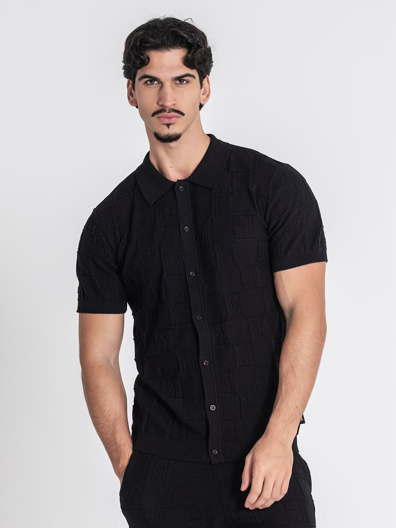 shirts / Black Clone Knit Shirt