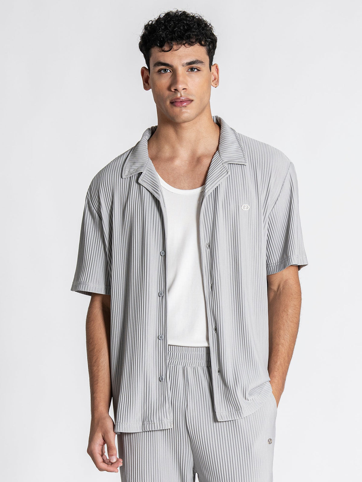 shirts / Grey GG Cuban Shirt