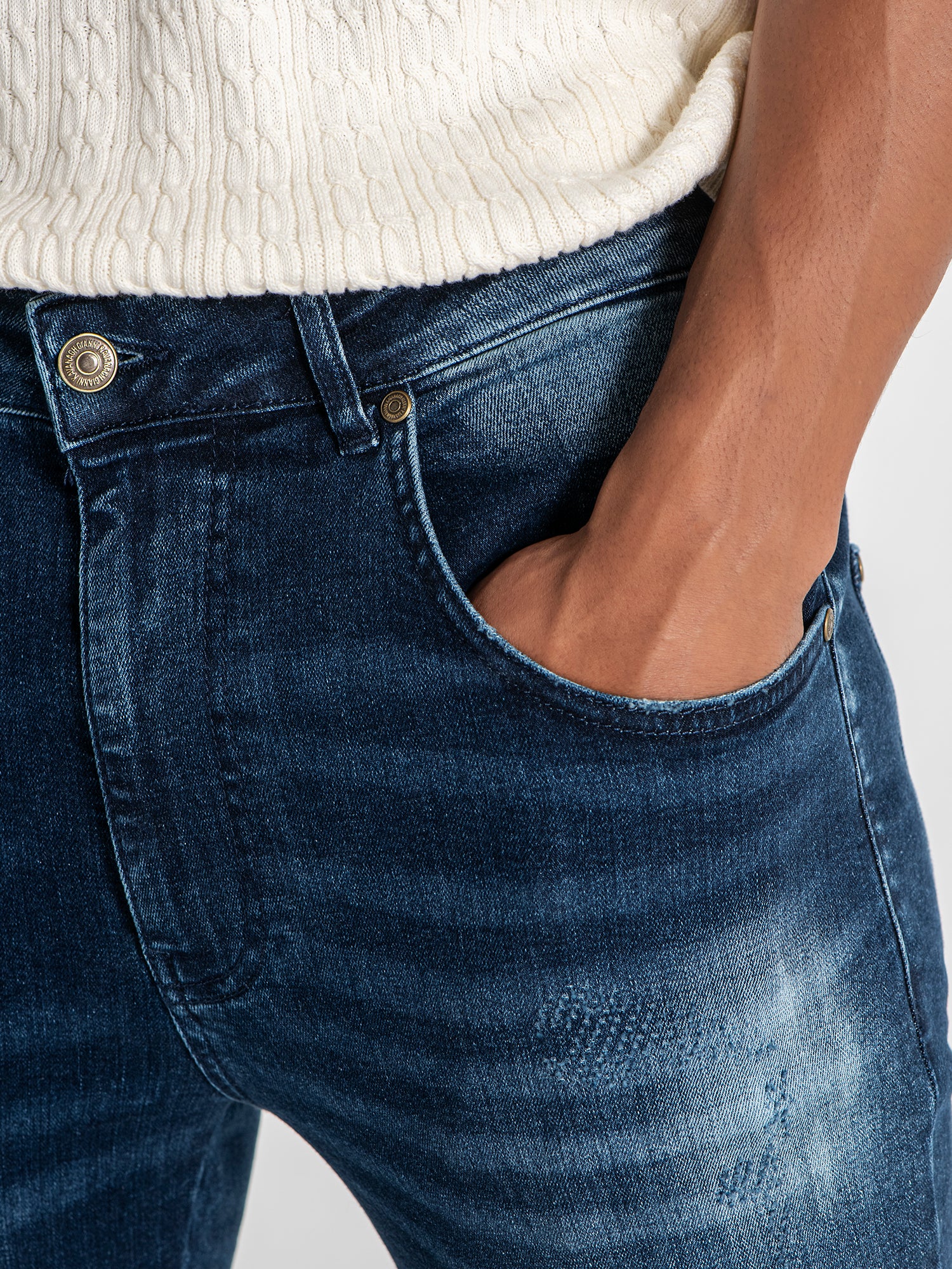 jeans / Dark Blue Zipper Jeans
