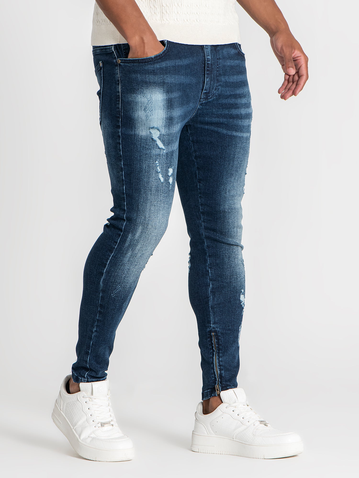 jeans / Dark Blue Zipper Jeans