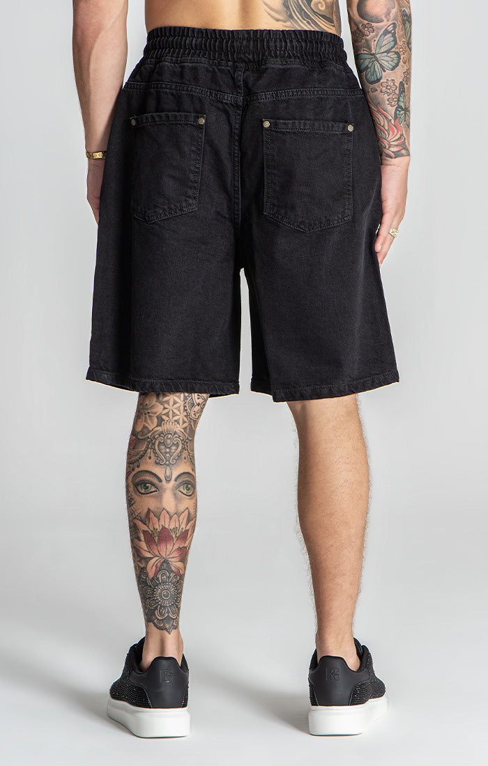 Black Elastic Waist Shorts