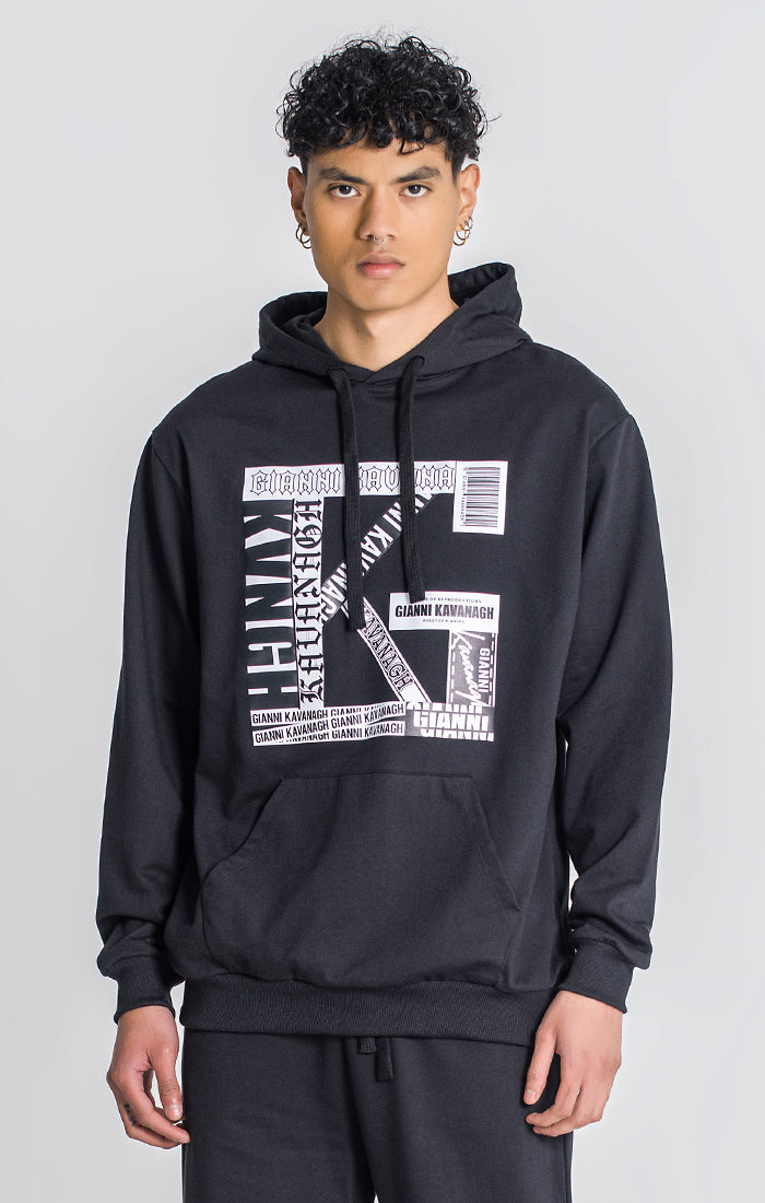 Black Overlap Oversized Hoodie