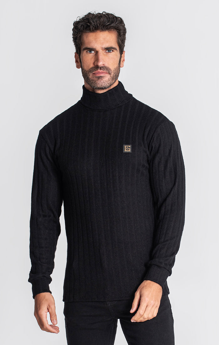 Black Ribbed Turtleneck Sweats Gianni Kavanagh