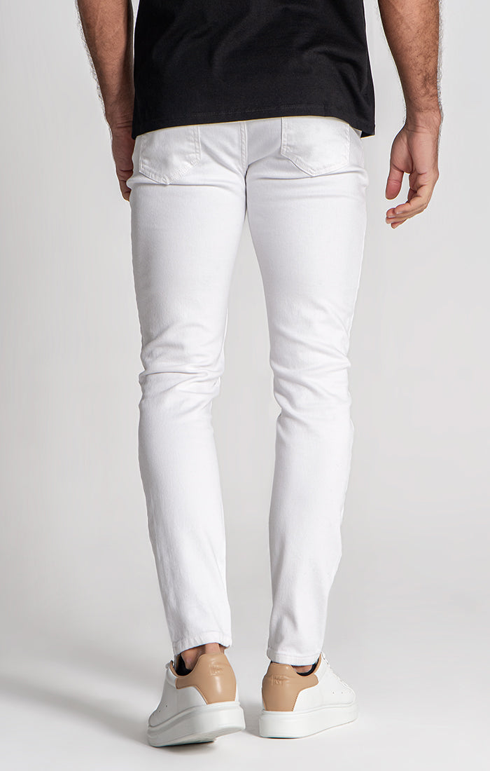 White Ripped Slim Fit Jeans