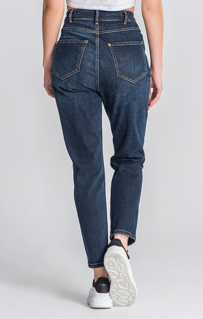 Vaqueros Mom Fit Azul Oscuro Básicos
