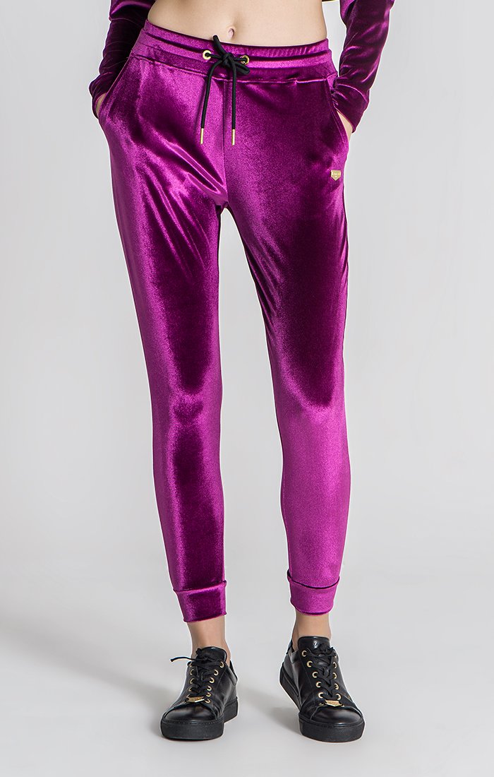 Purple top satin joggers