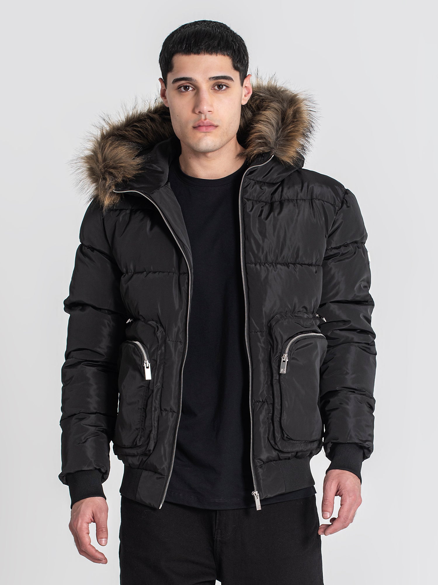Black Utility Puffer Jacket