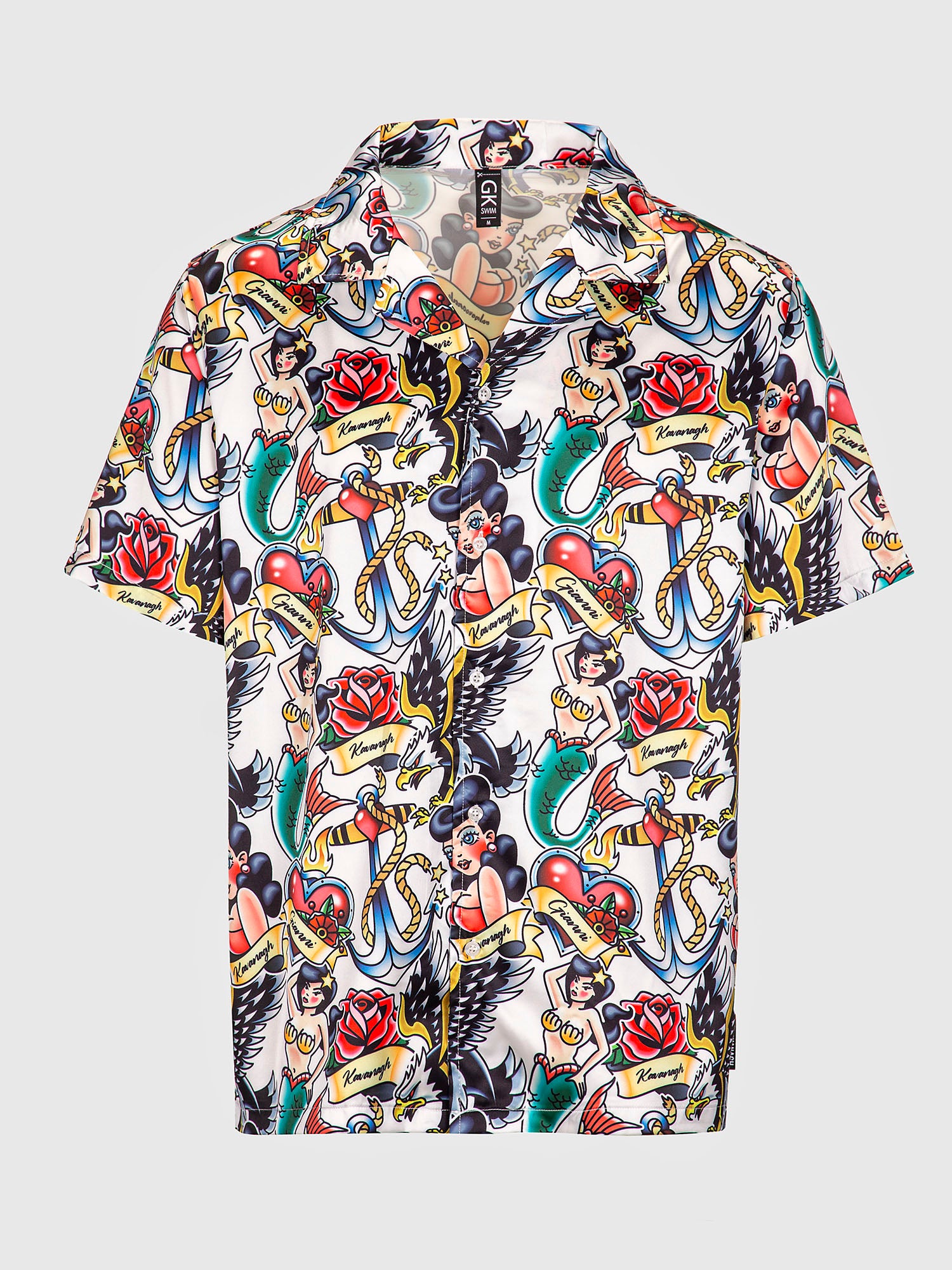 shirts / White Tattoo Satin Shirt