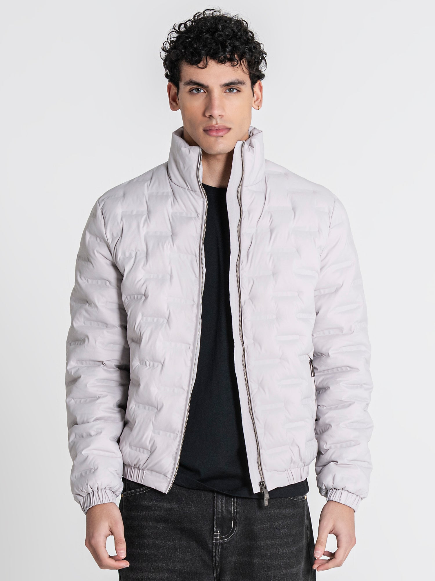 Grey Code Puffer Jacket
