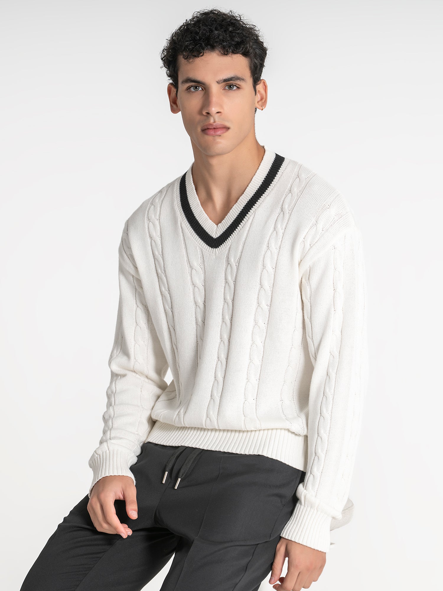 White Cable Sweater