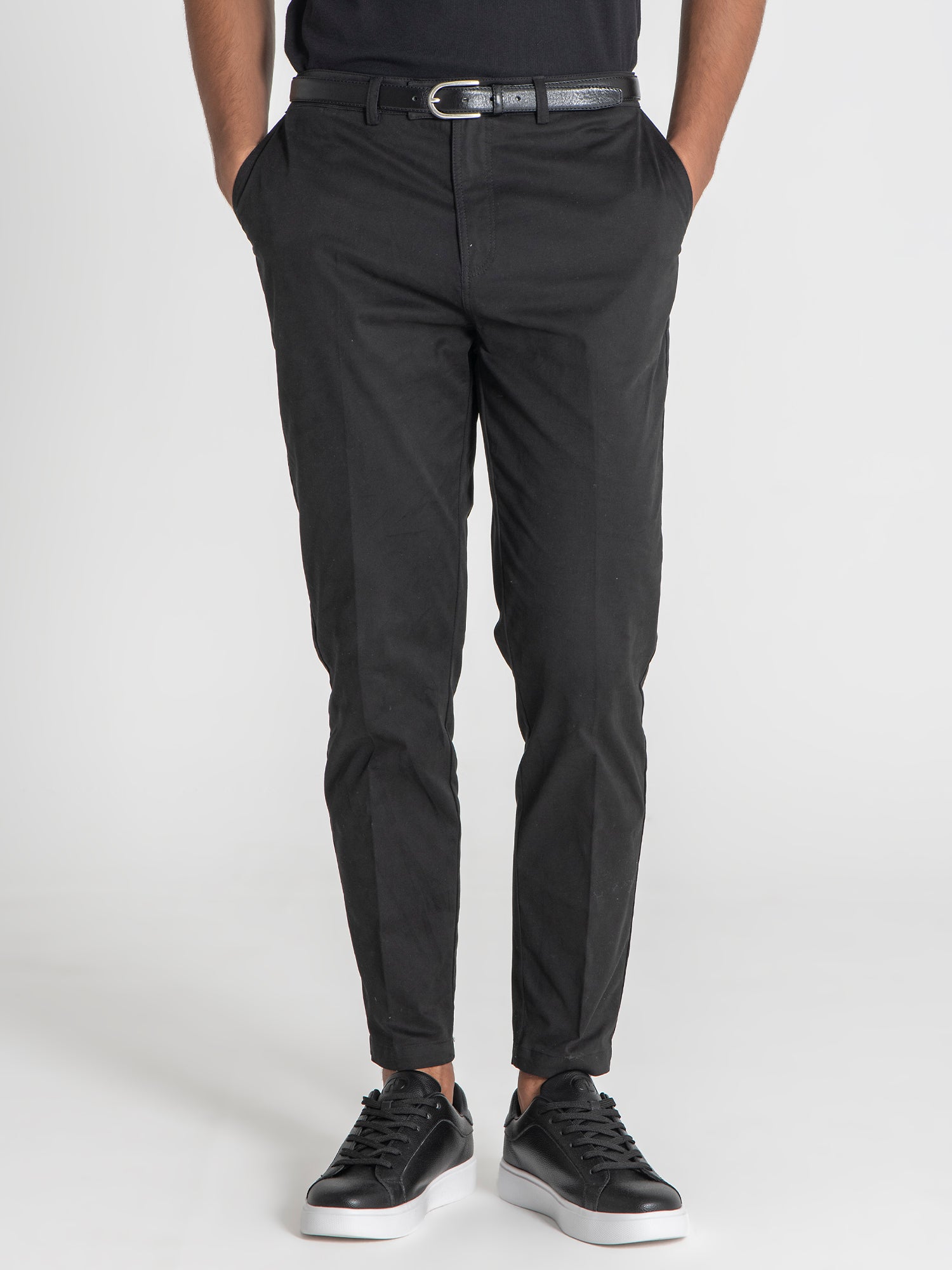 Black Elastic Chino Chino Pants