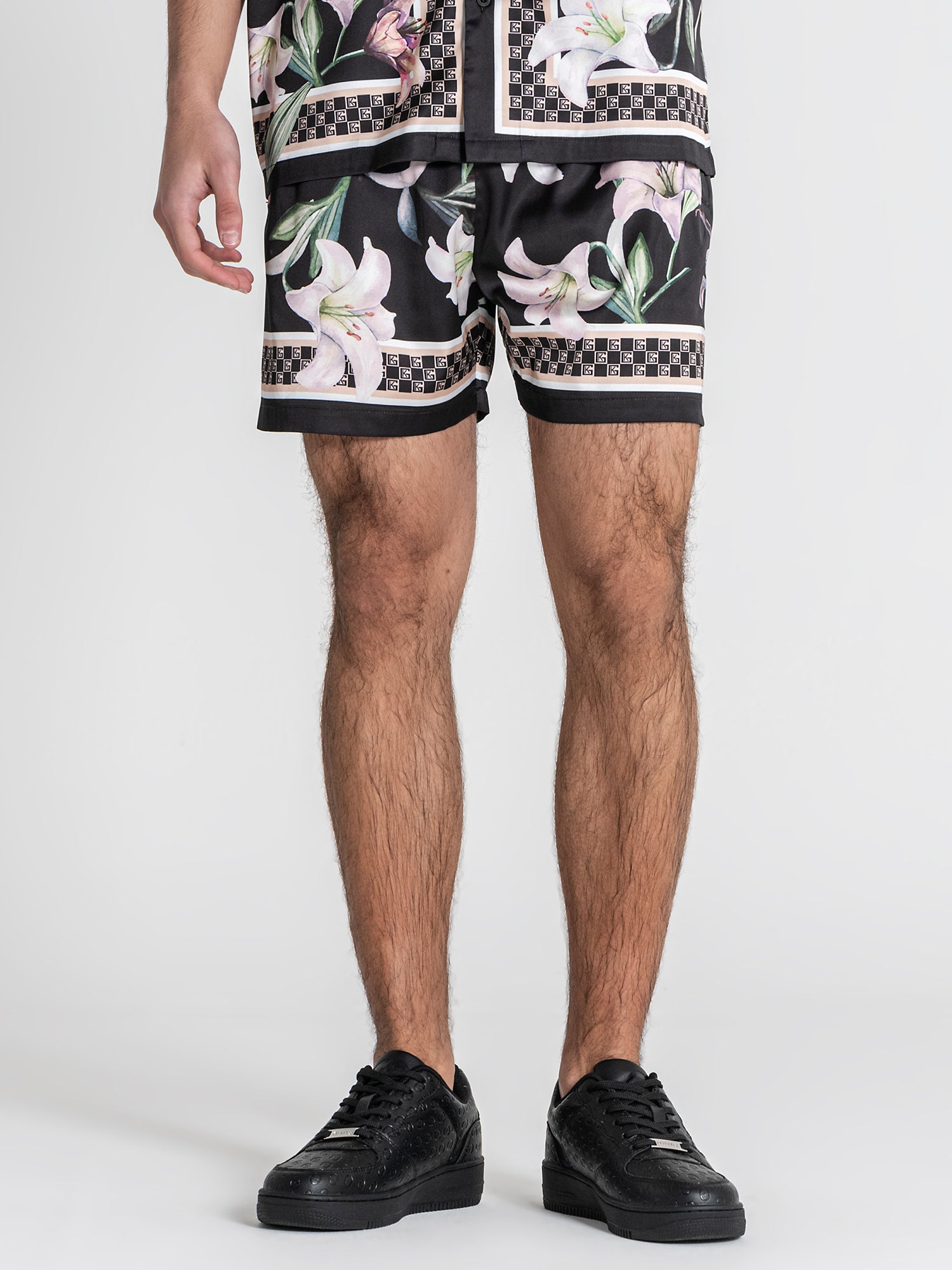 Black Midnight Bloom Satin Shorts