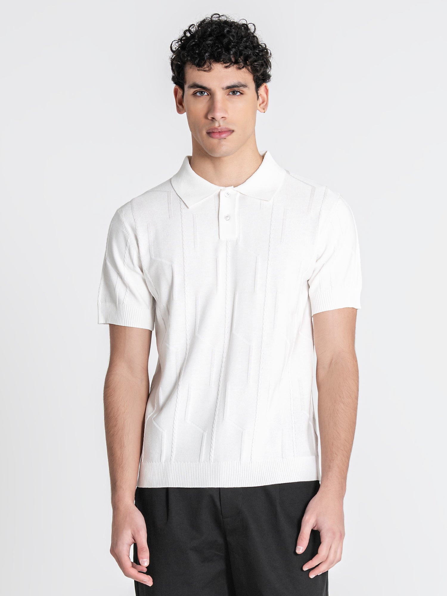 polos / White Dimension Knit Polo
