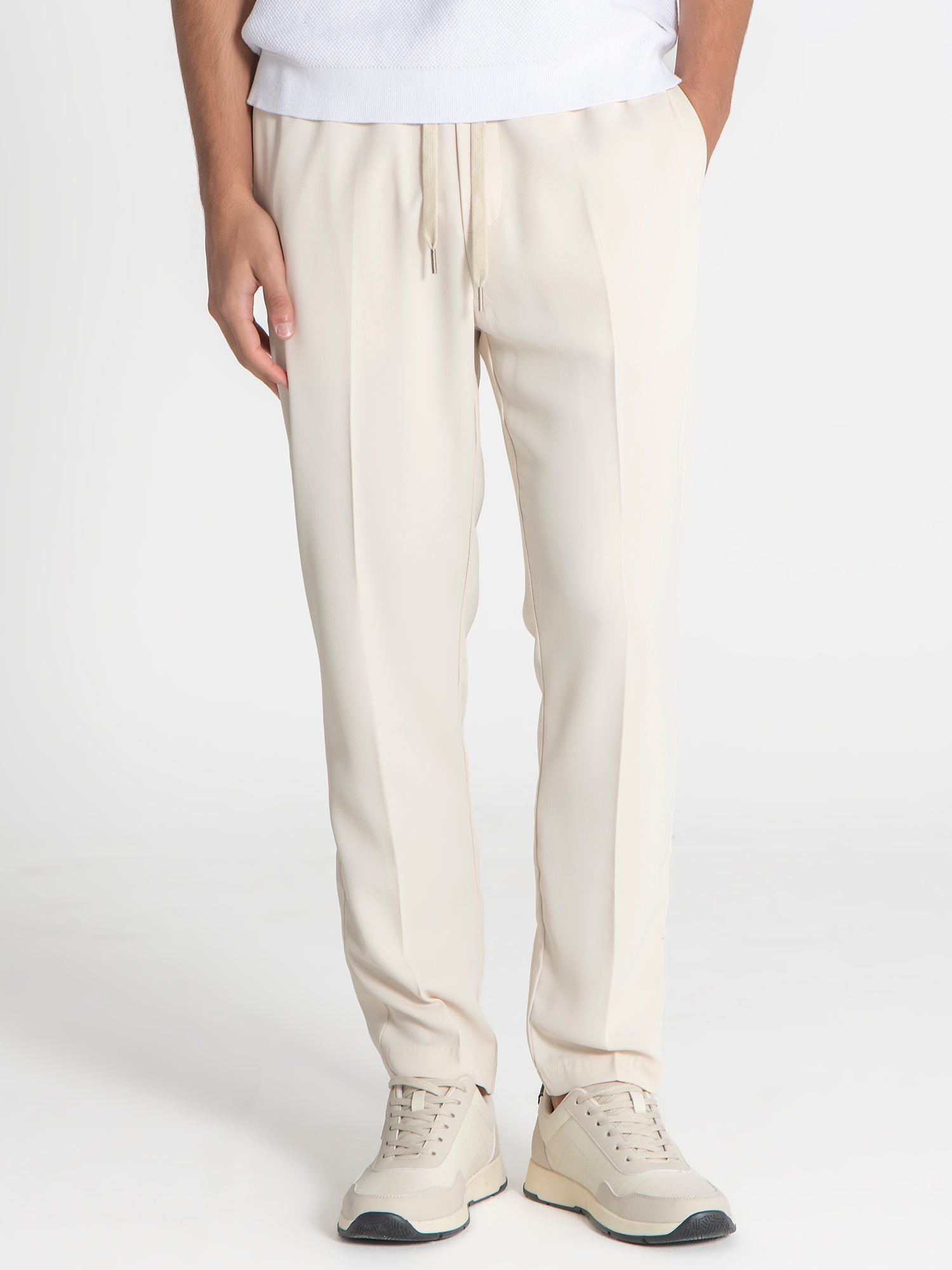 Beige Drawstring Pants