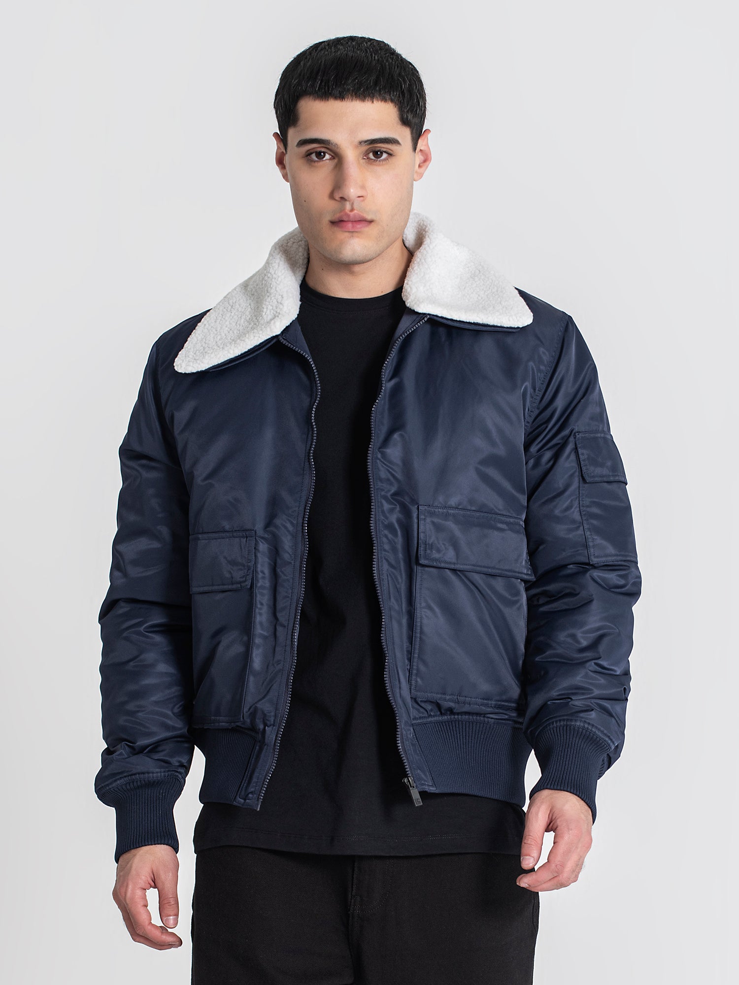 Dark Blue Aviator Jacket