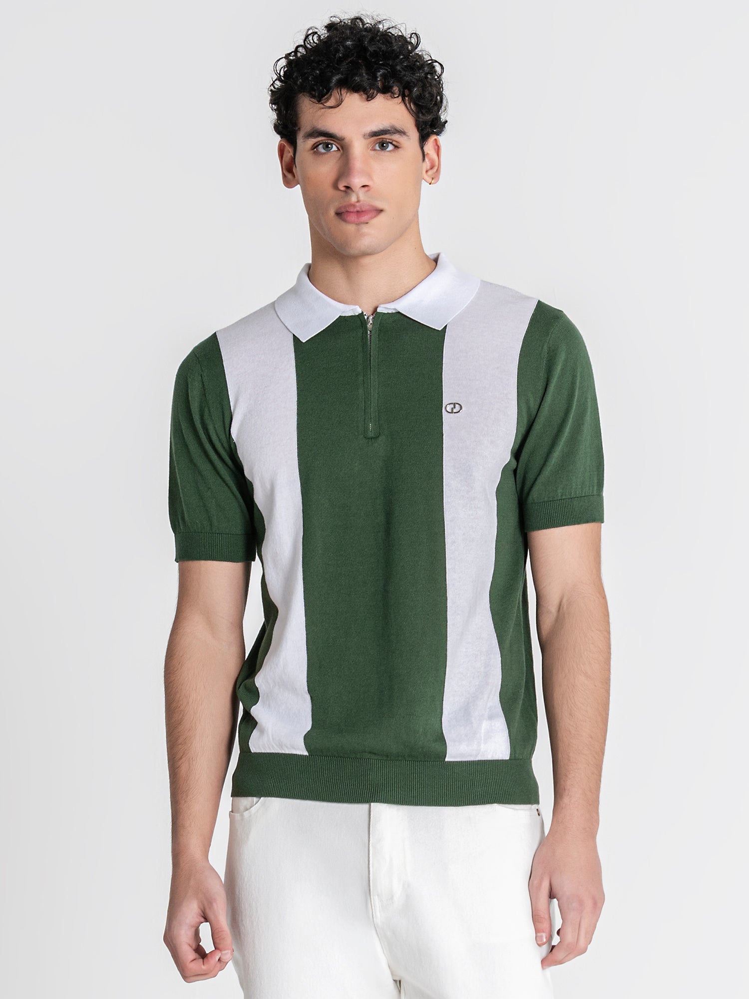 Green Column Knit Polo