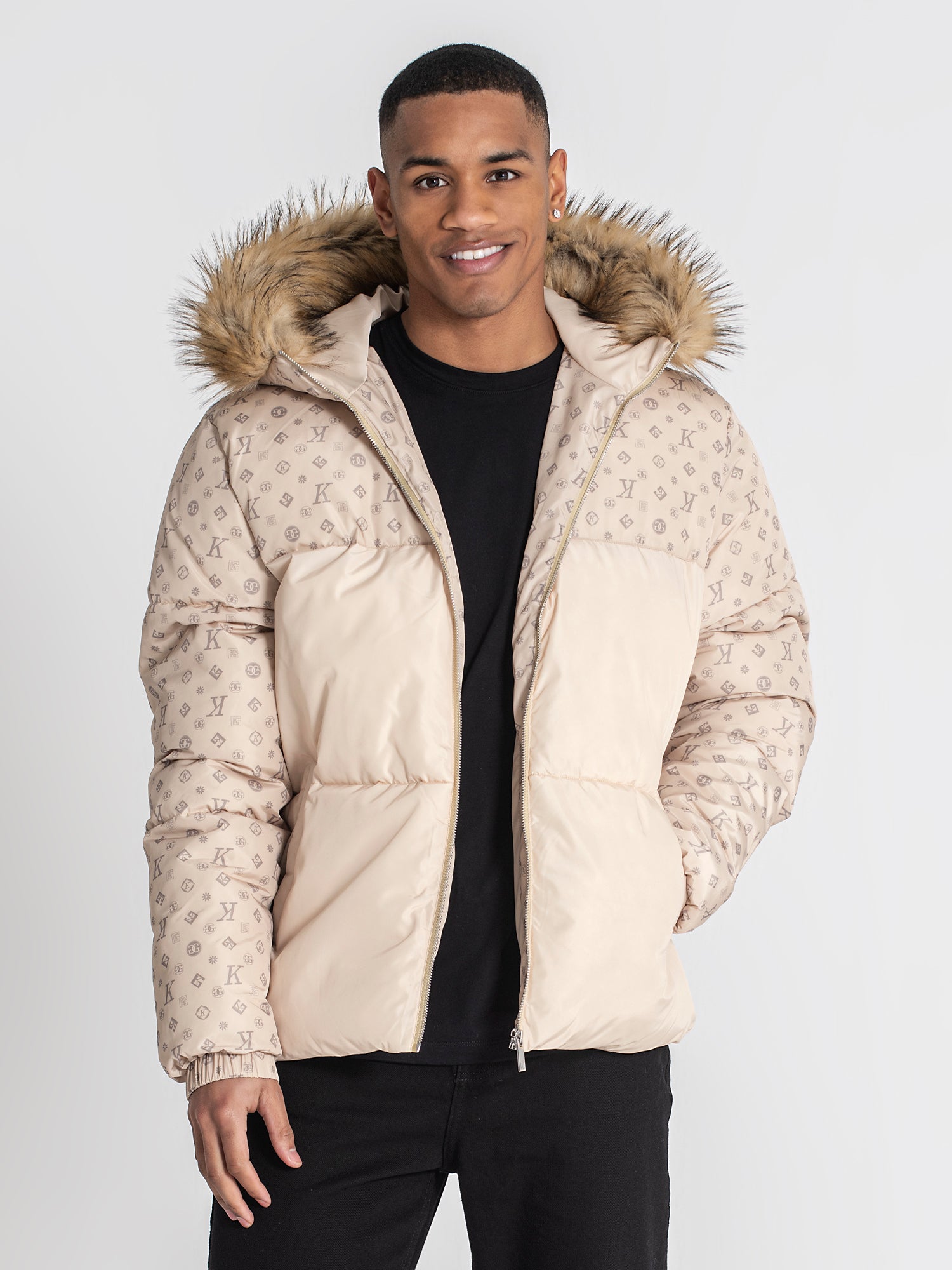 Beige Logomania Puffer Jacket