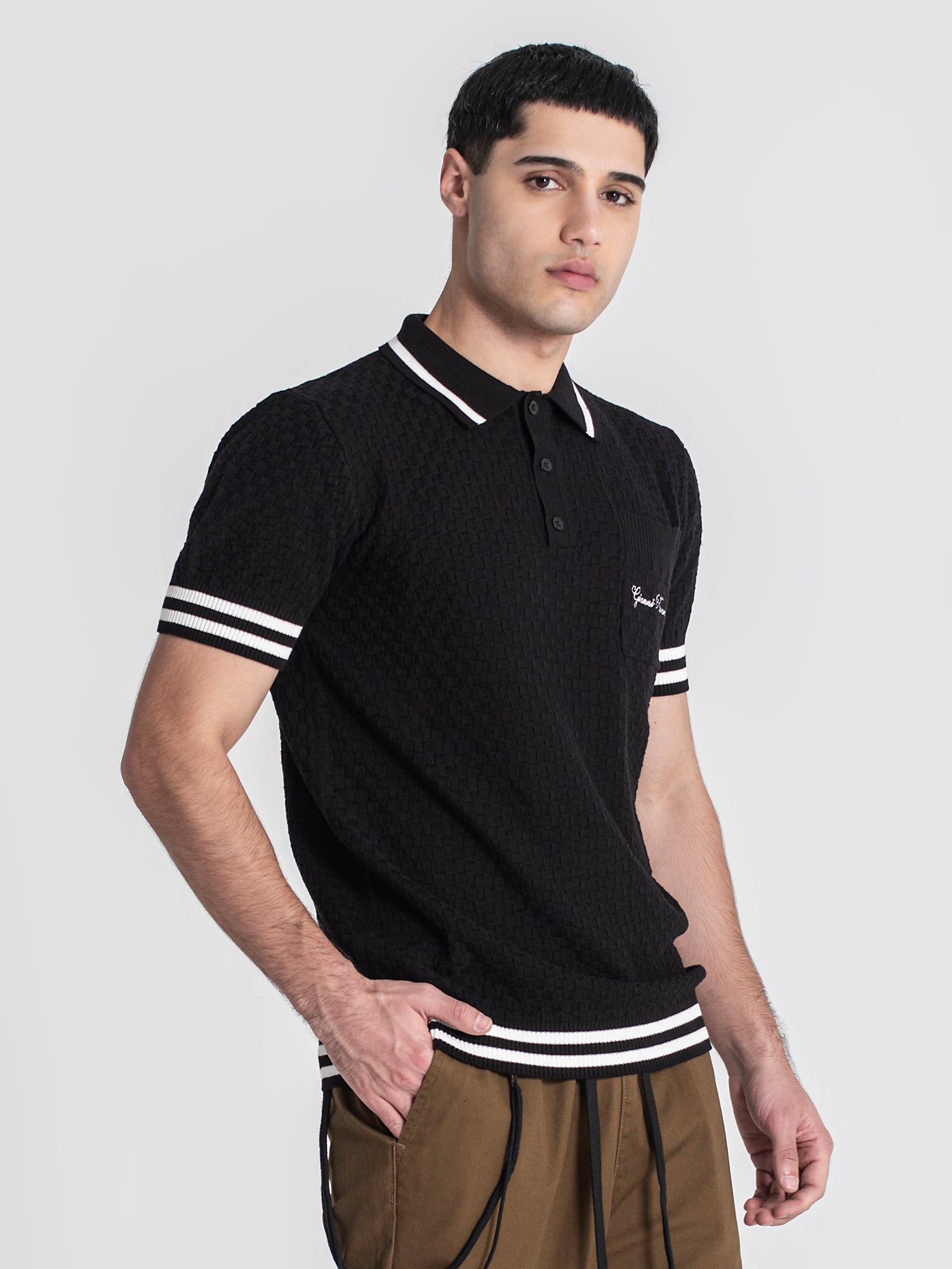Black Identity Knit Polo