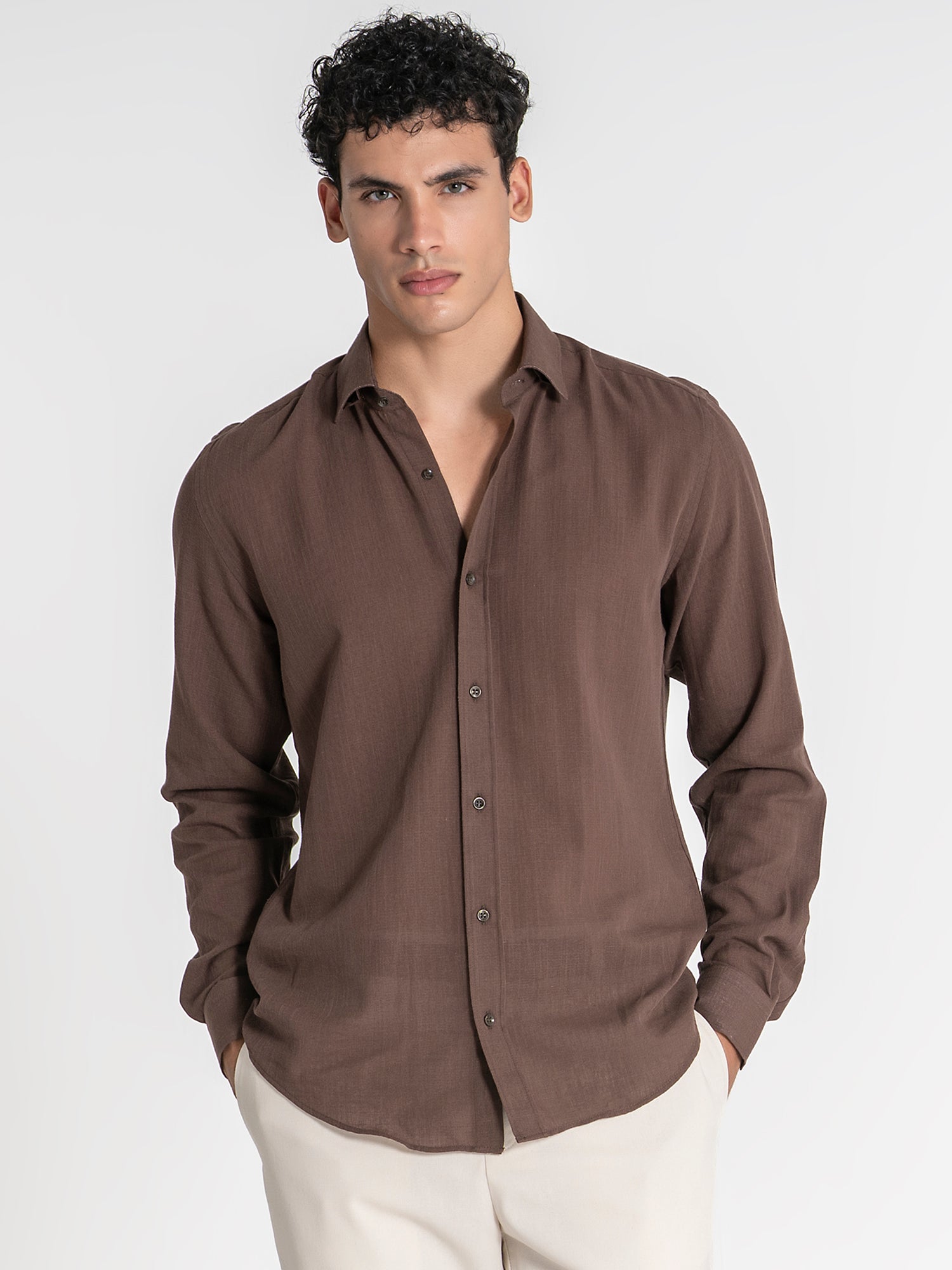 shirts / Brown Flax Linen Shirt