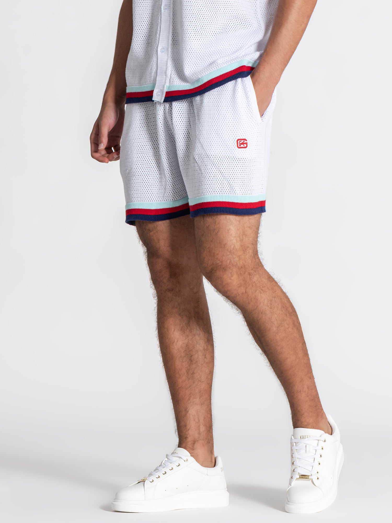 White Striped GK Knit Shorts