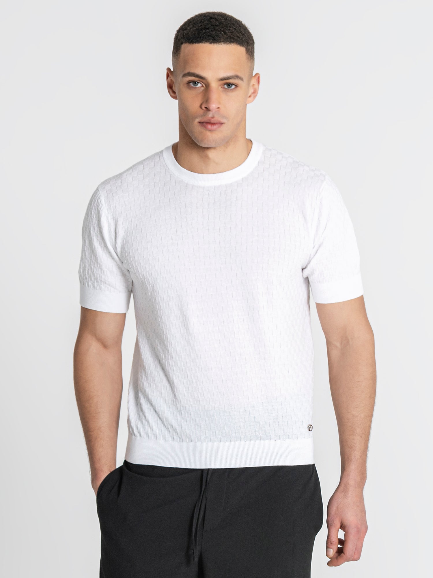 White Squared Knit Tee