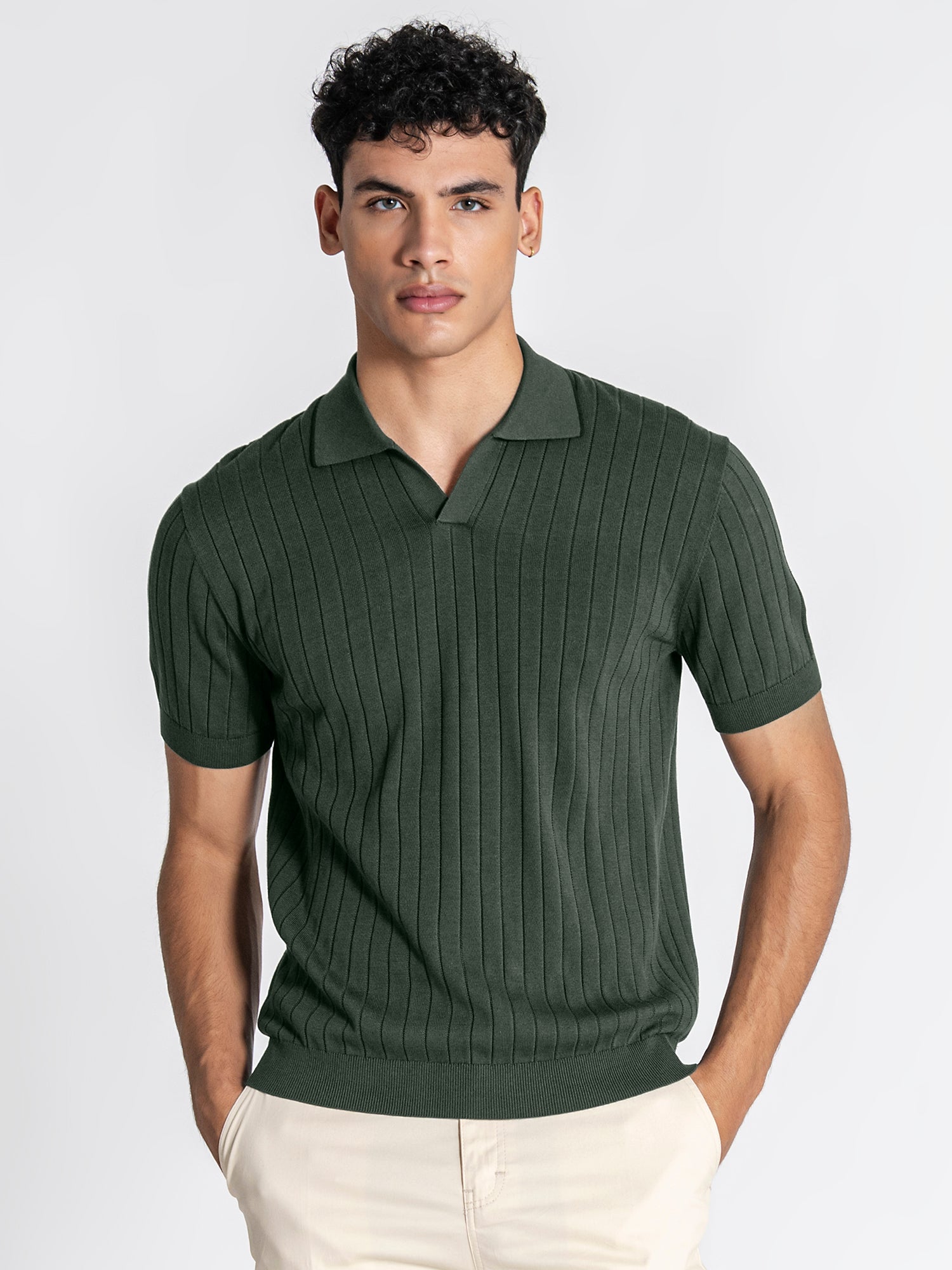 polos / Green GG Knit "V" Polo