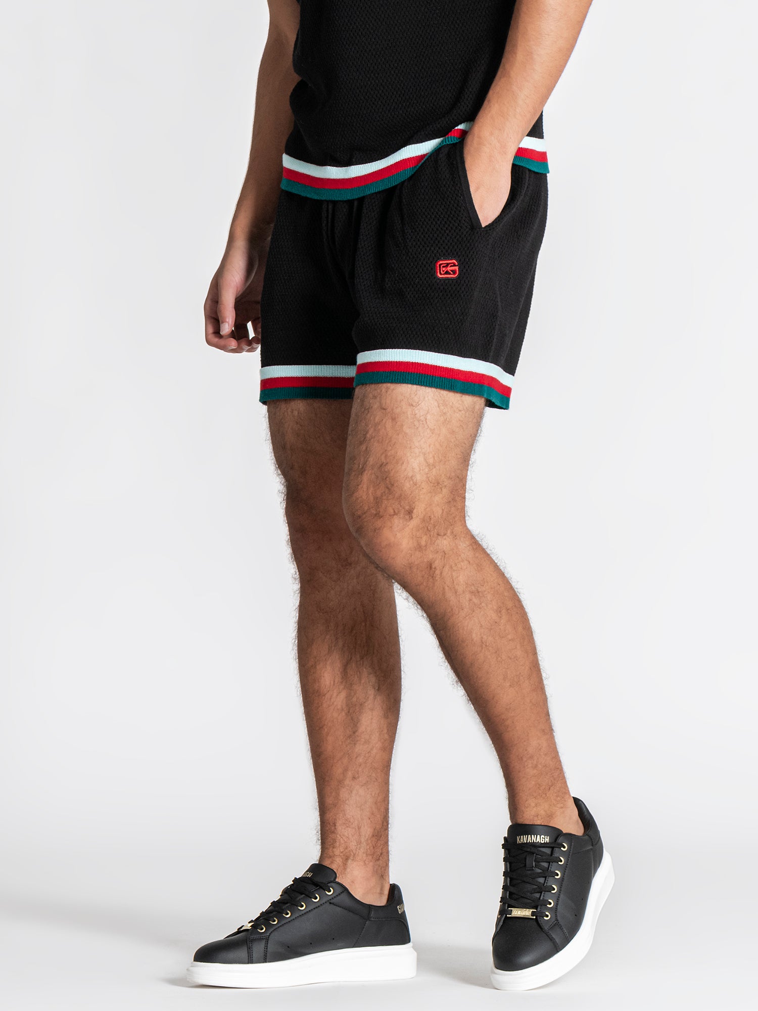 Black Striped GK Knit Shorts