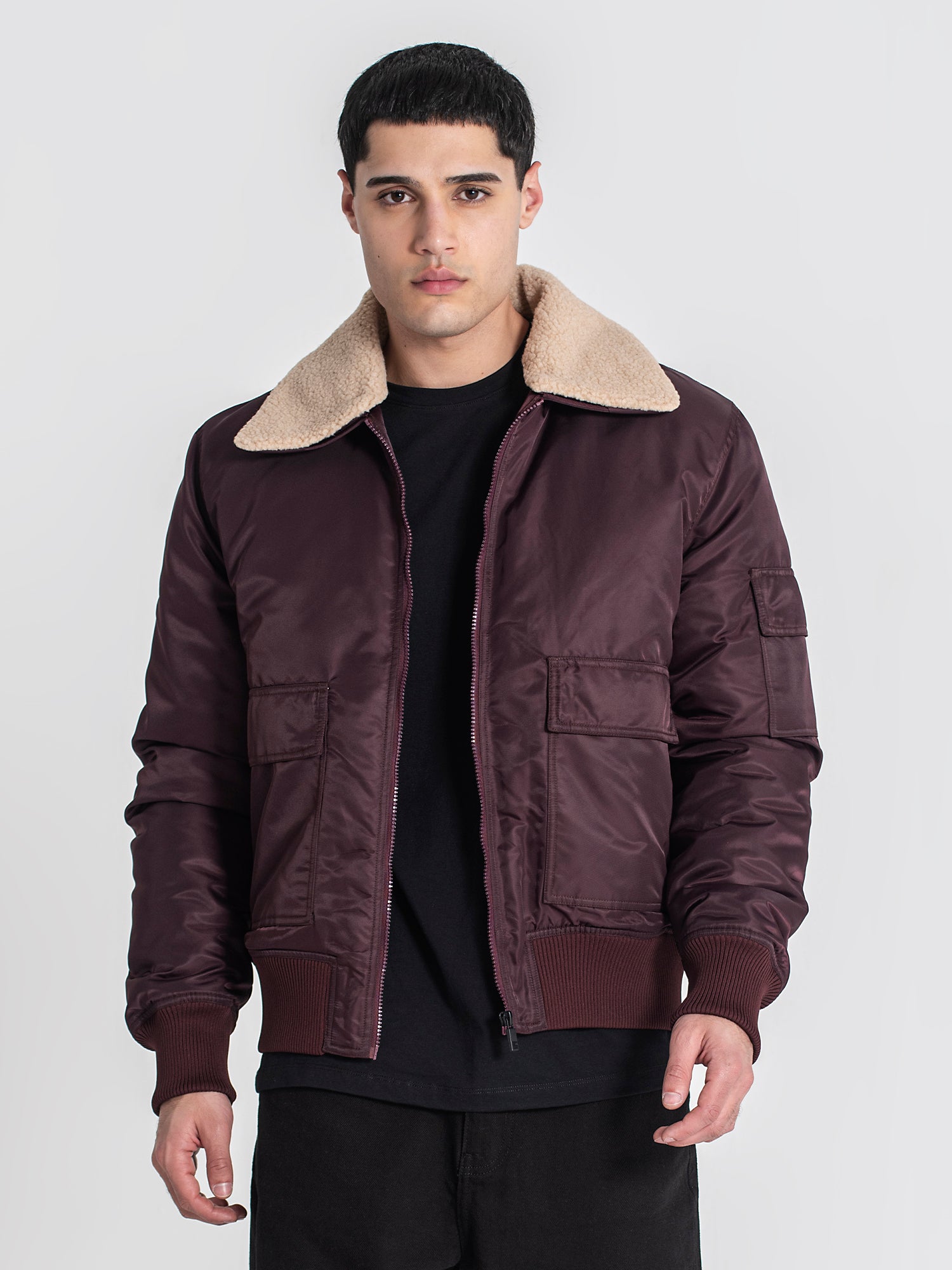 Burgundy Aviator Jacket