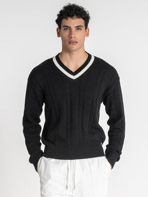 sweats / Black Cable Sweater