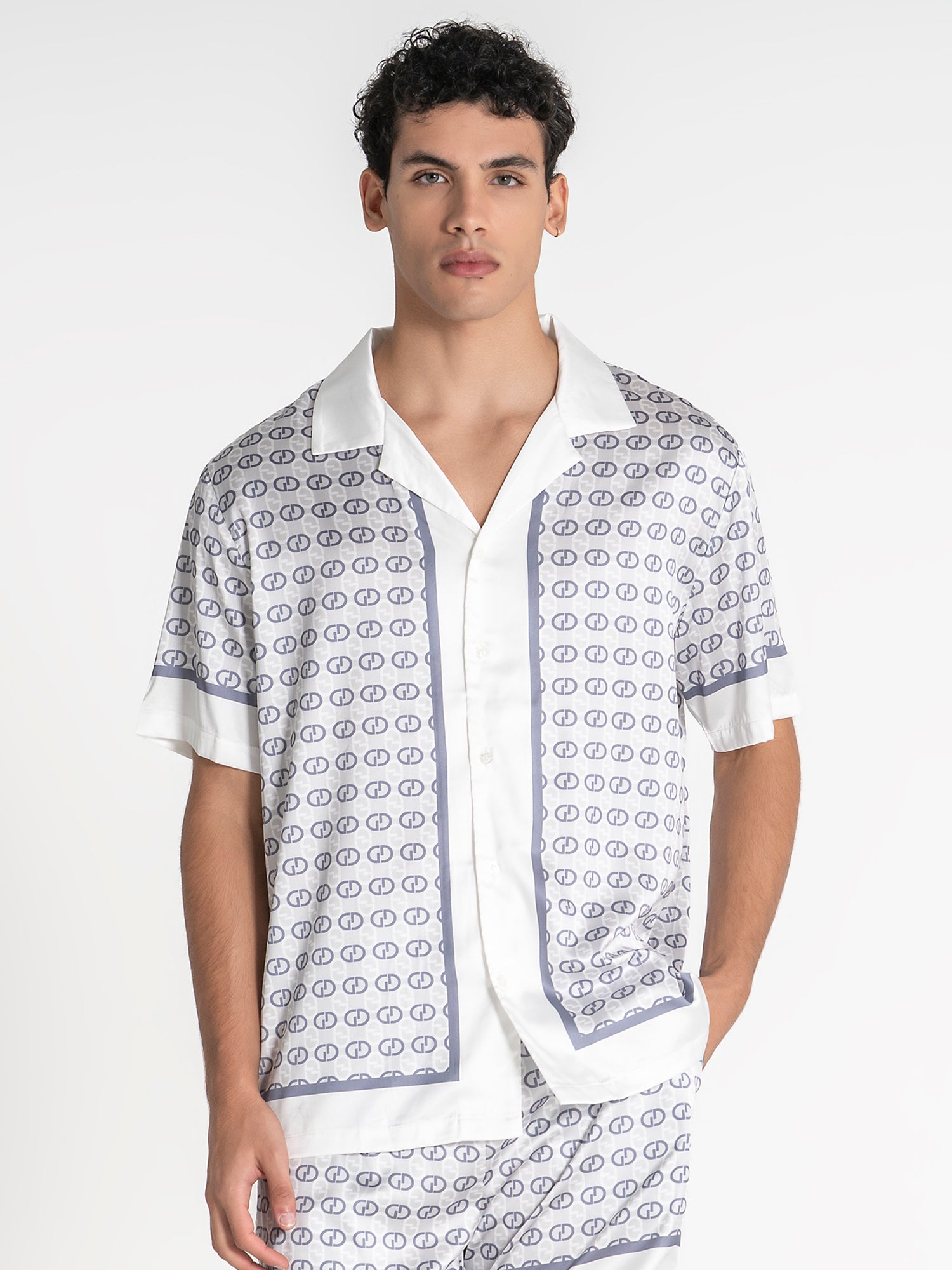 White GG Mania Satin Shirt