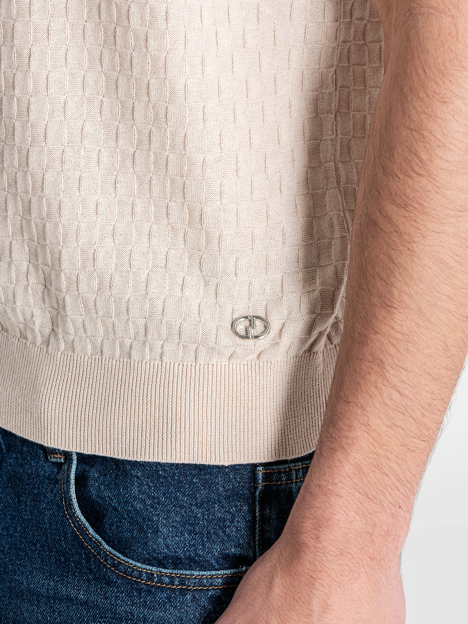 t-shirts / Beige Squared Knit Tee