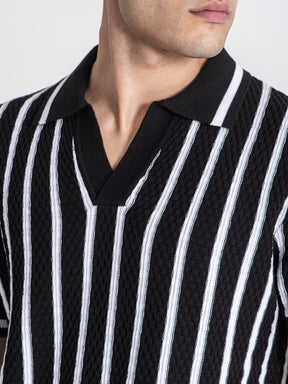 polos / Black Baseball Knit Polo