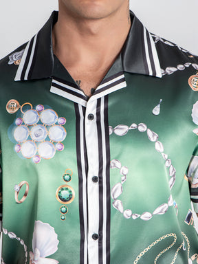 shirts / Multicolor Pearl Satin Shirt