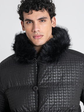 puffers / Black Smart Houndstooth Puffer Jacket