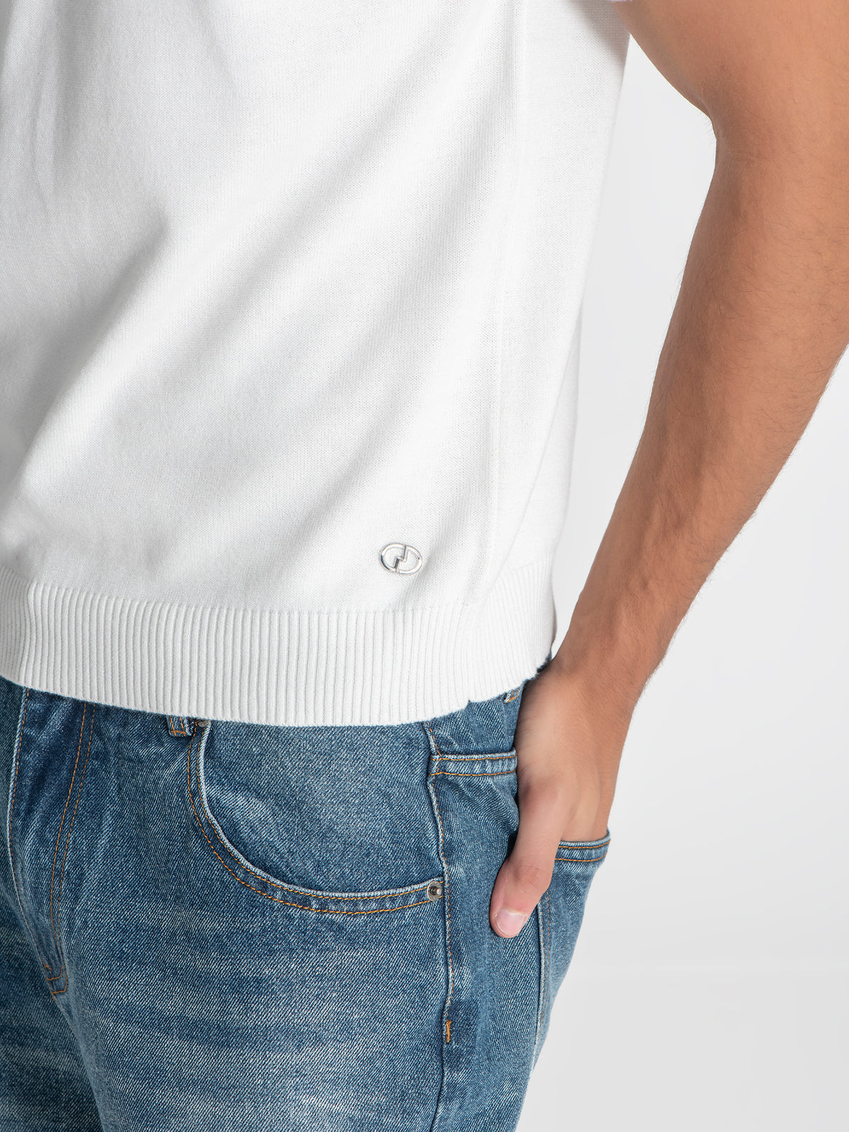 White Edge Knit Tee