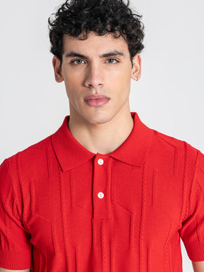polos / Red Dimension Knit Polo