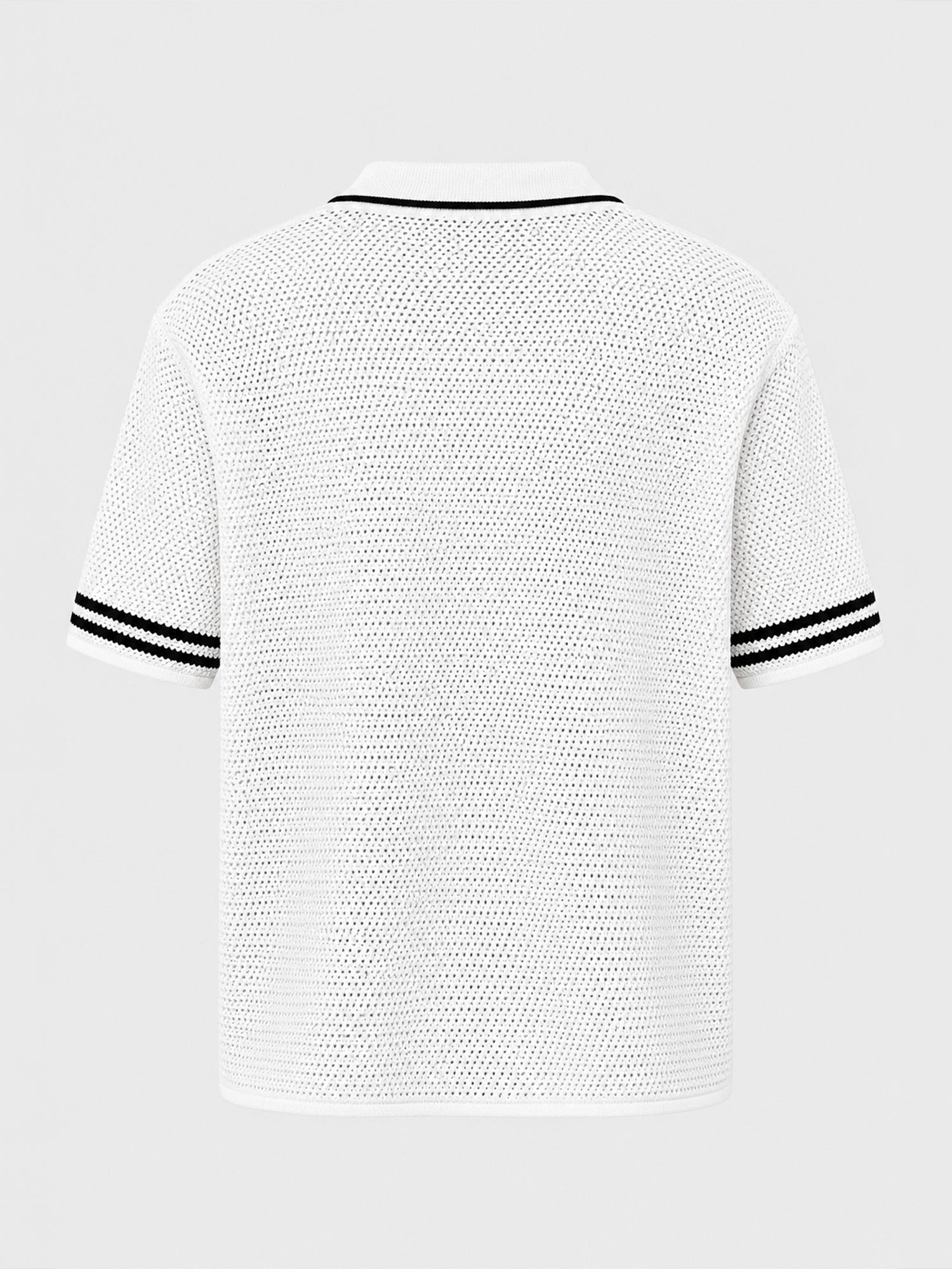 shirts / White Baseball Knit Shirt
