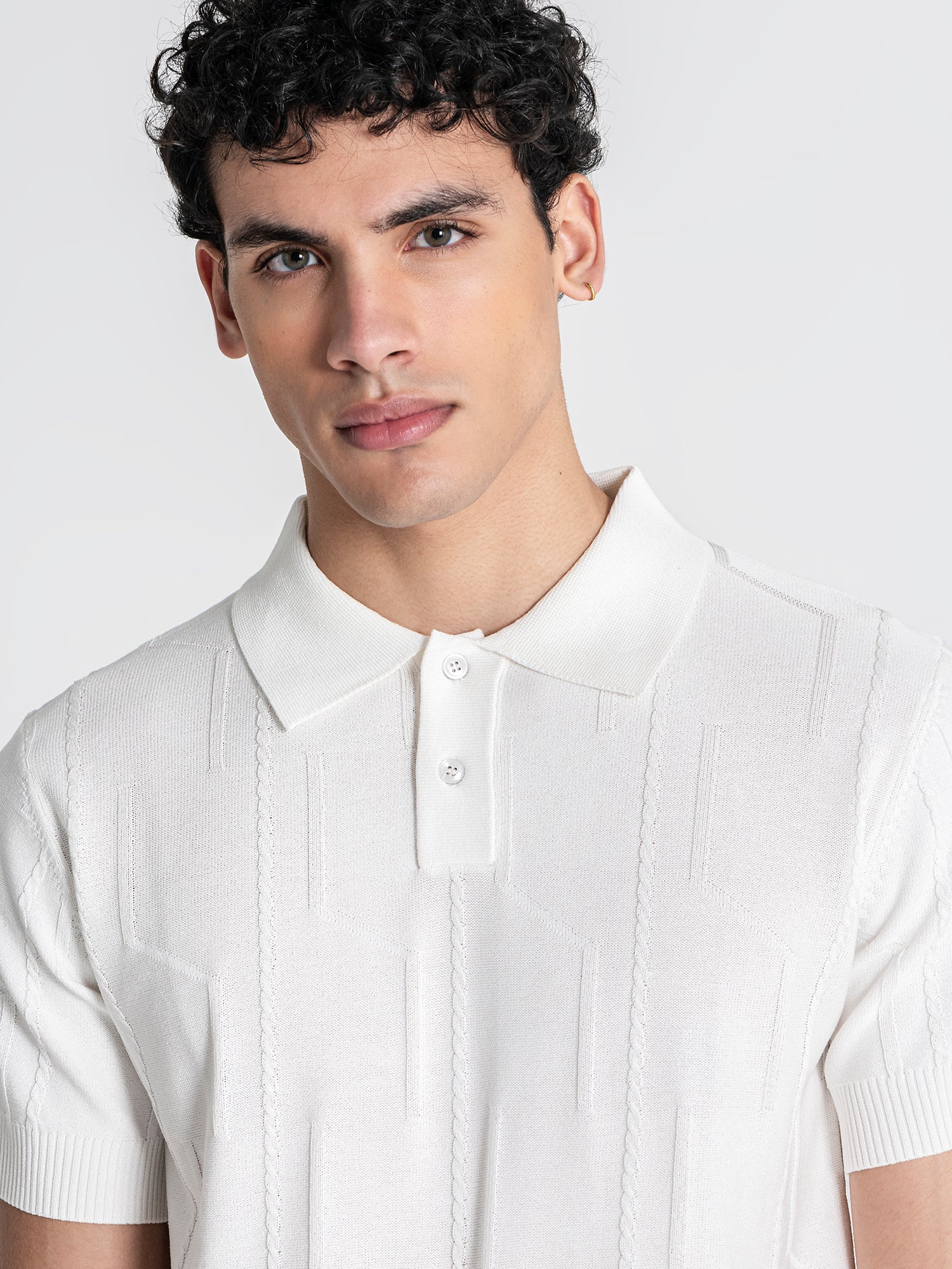 polos / White Dimension Knit Polo
