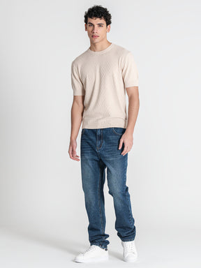 t-shirts / Beige Squared Knit Tee