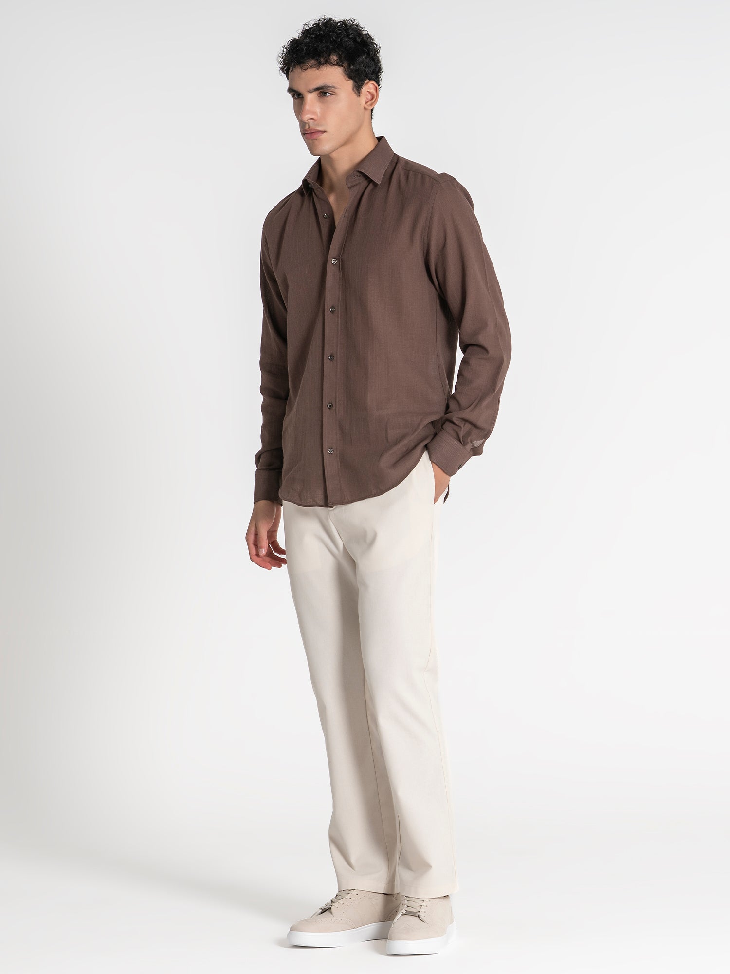 shirts / Brown Flax Linen Shirt
