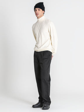 sweats / White Cable Knit Turtleneck