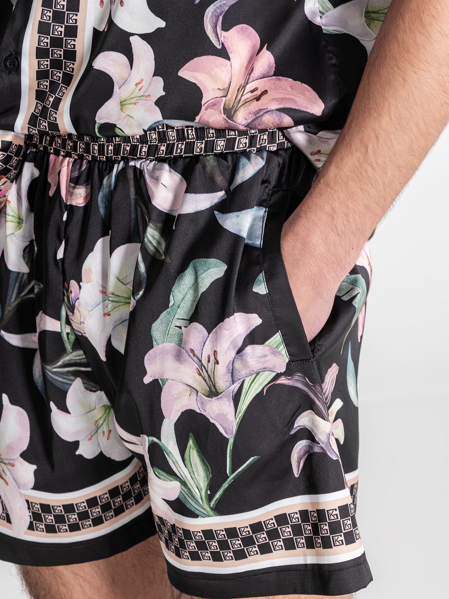 shorts / Black Midnight Bloom Satin Shorts