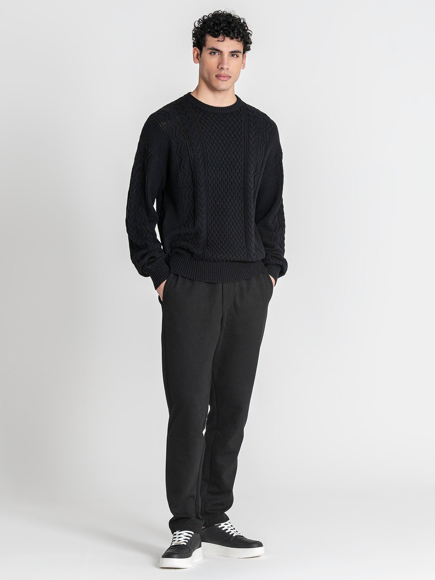 sweats / Black Cable Knit Sweater