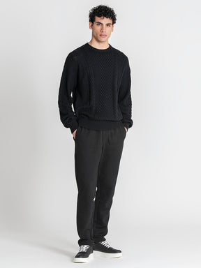 sweats / Black Cable Knit Sweater