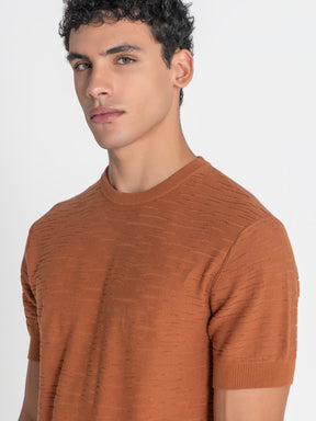 t-shirts / Orange Uneven Knit Tee