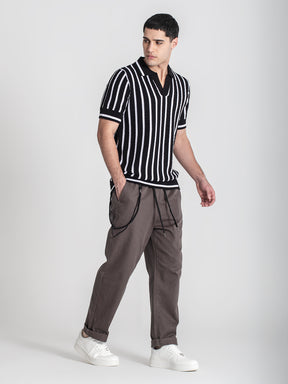 polos / Black Baseball Knit Polo