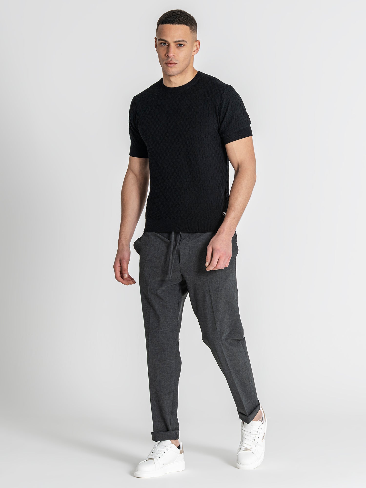 t-shirts / Black Squared Knit Tee